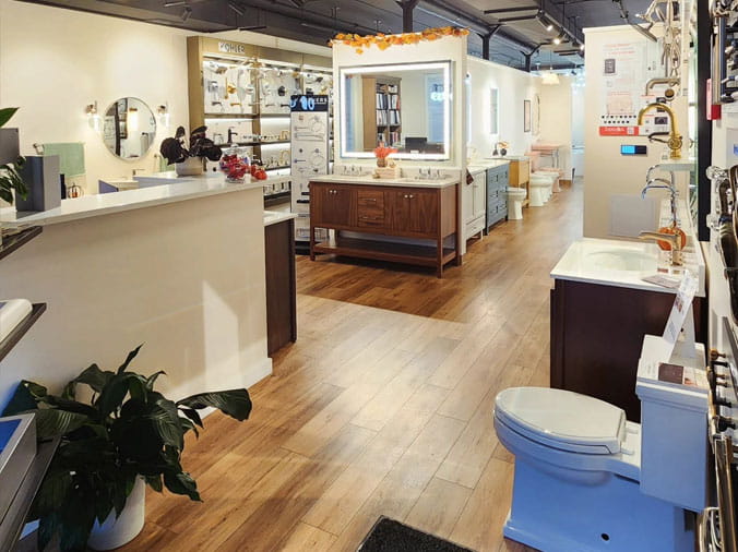 INterior view of the Bath & Kitchen showroom at Penstan Supply Cranberry